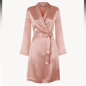 La Perla Powder Pink Silk Short Robe XS EUC